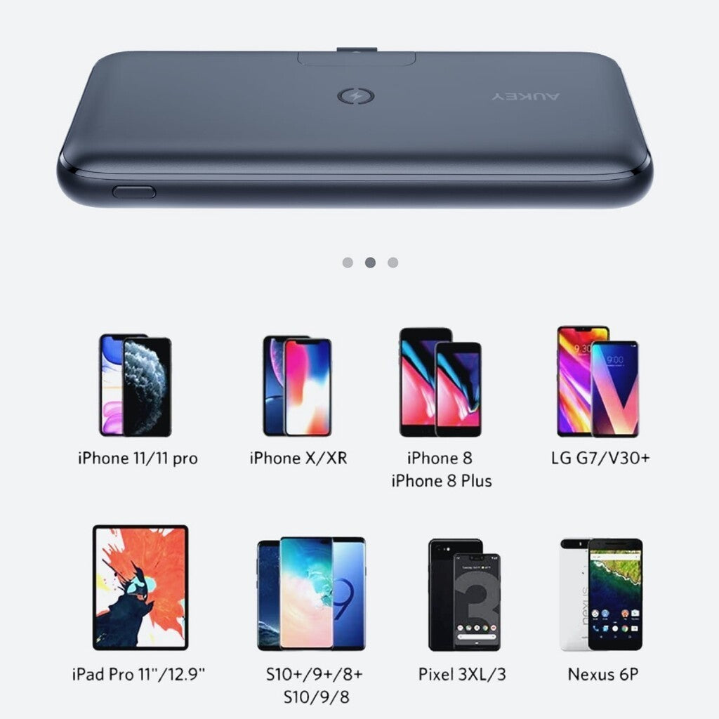 Aukey PB-WL03S 18W PD QC3.0 20000mAh Power Bank Dengan Stand Boleh Lipat & Pengecasan Wayarles