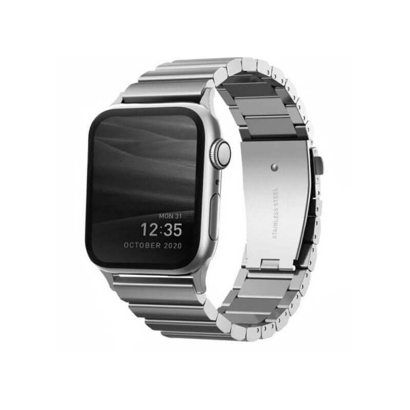 Uniq Strova Strap for Apple Watch strap for Series 1/2/3/4/5/6/SE/7/8 / Ultra (42/44/45/49mm) 1/2 - Black/ SIlver