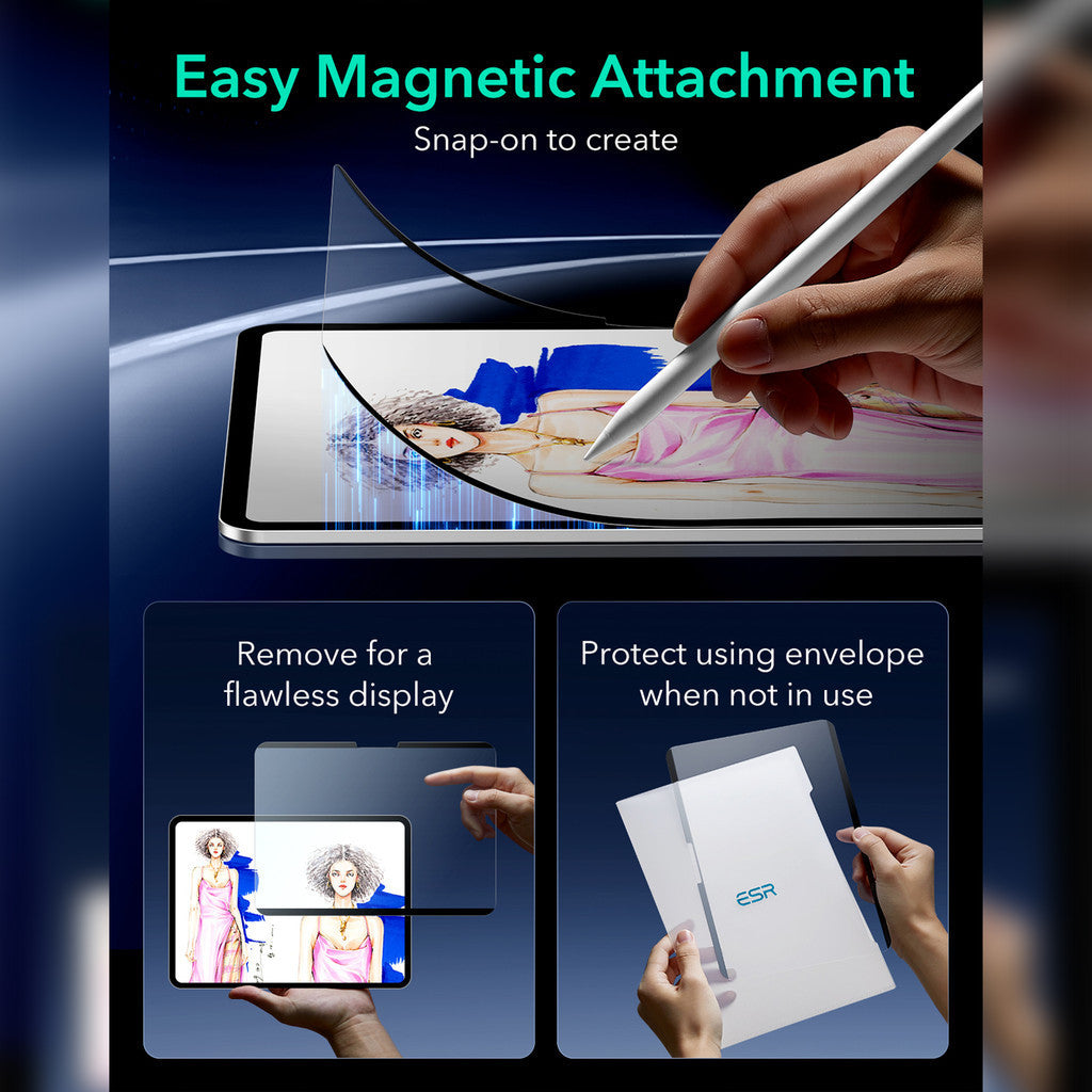 Pelindung Skrin Lukisan Magnetik ESR untuk iPad Air/iPad Pro 11/13 (2024)