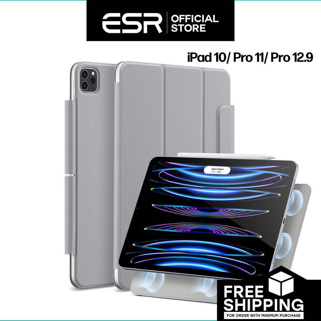 Sarung Magnetik Pantulan ESR untuk iPad Generasi Ke-10 / iPad Pro 11/ 12.9 (2022/2021/2020) muka hadapan dan belakang PU rata magnetik