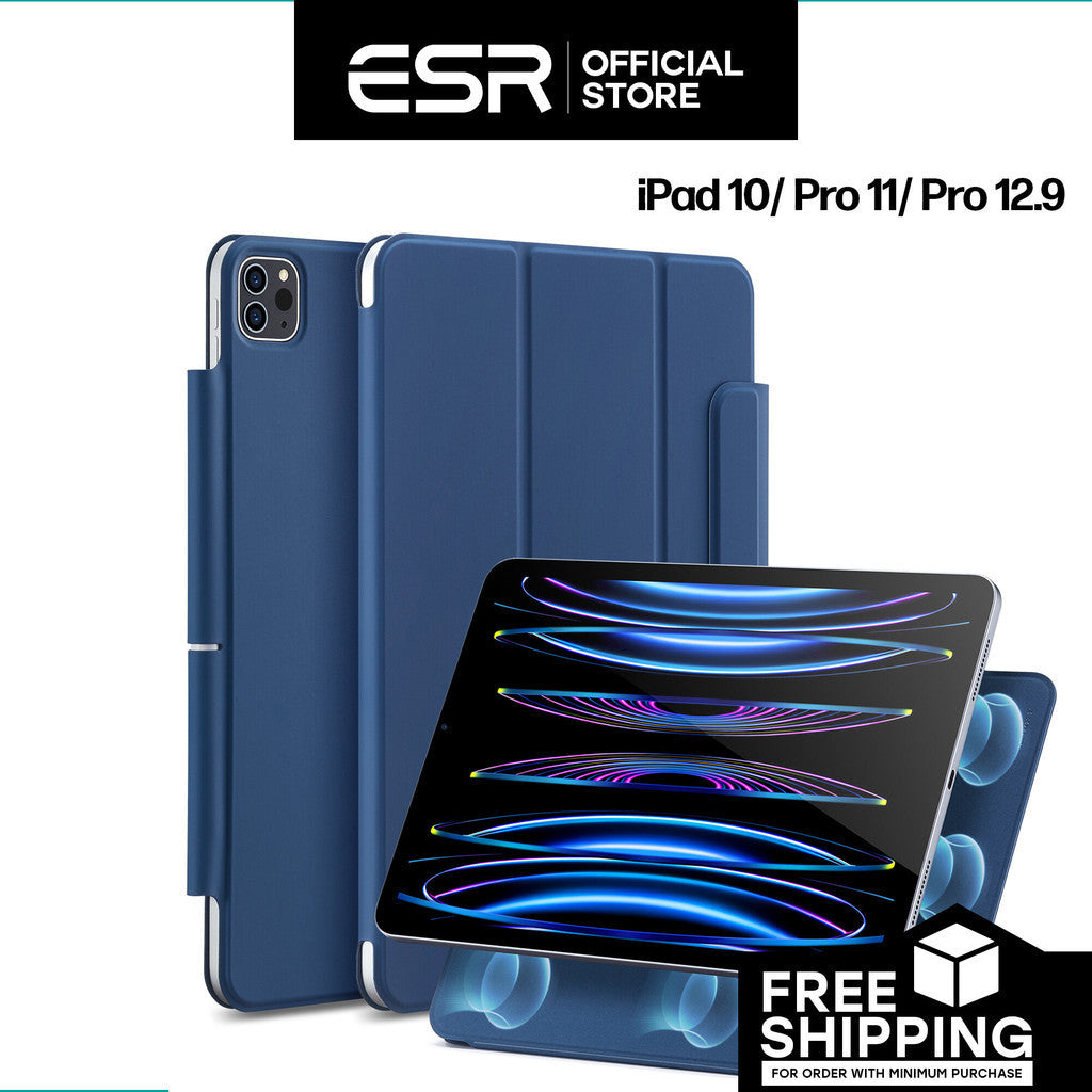 Sarung Magnetik Pantulan ESR untuk iPad Generasi Ke-10 / iPad Pro 11/ 12.9 (2022/2021/2020) muka hadapan dan belakang PU rata magnetik
