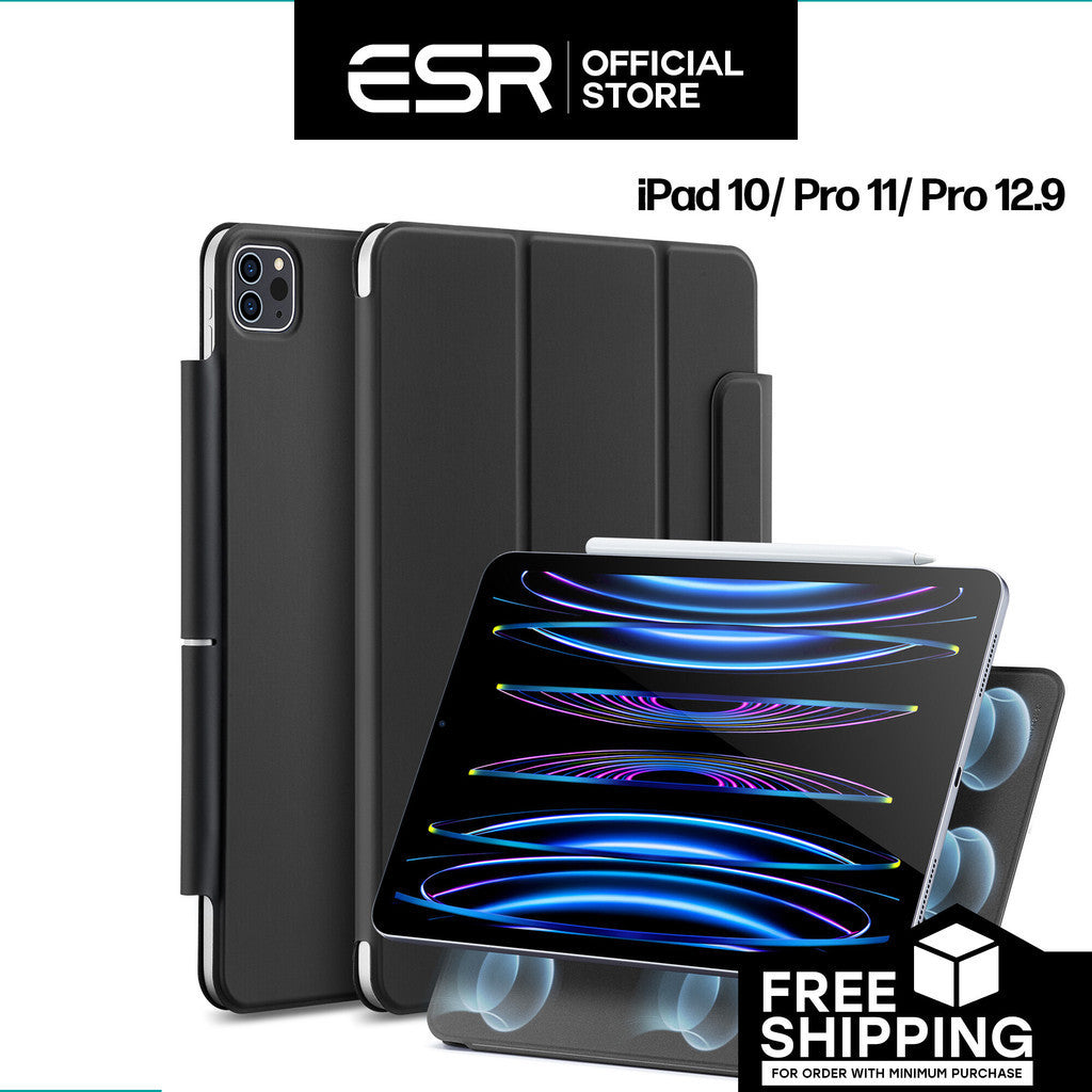 Sarung Magnetik Pantulan ESR untuk iPad Generasi Ke-10 / iPad Pro 11/ 12.9 (2022/2021/2020) muka hadapan dan belakang PU rata magnetik