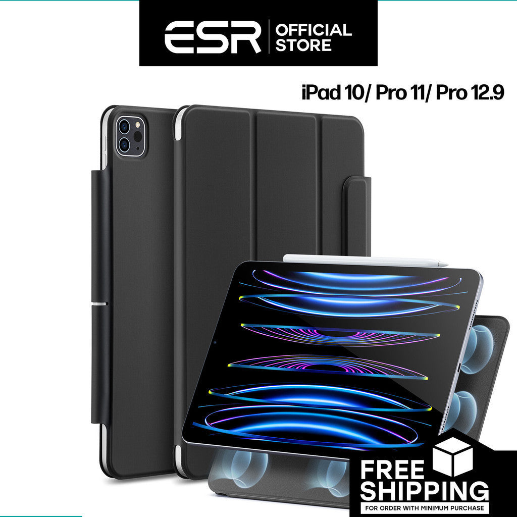 Sarung Magnetik Pantulan ESR untuk iPad Generasi Ke-10 / iPad Pro 11/ 12.9 (2022/2021/2020) muka hadapan dan belakang PU rata magnetik