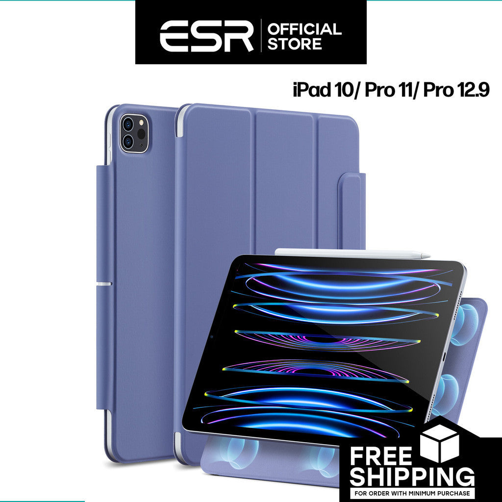 Sarung Magnetik Pantulan ESR untuk iPad Generasi Ke-10 / iPad Pro 11/ 12.9 (2022/2021/2020) muka hadapan dan belakang PU rata magnetik