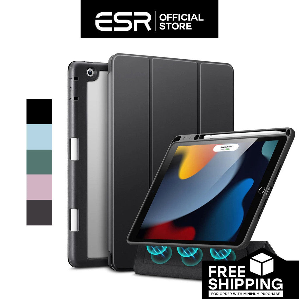 ESR Rebound Hybrid Pro Penutup PU Depan Boleh Tanggal dengan Belakang PC dan Slot Pensel untuk iPad 7/8/9