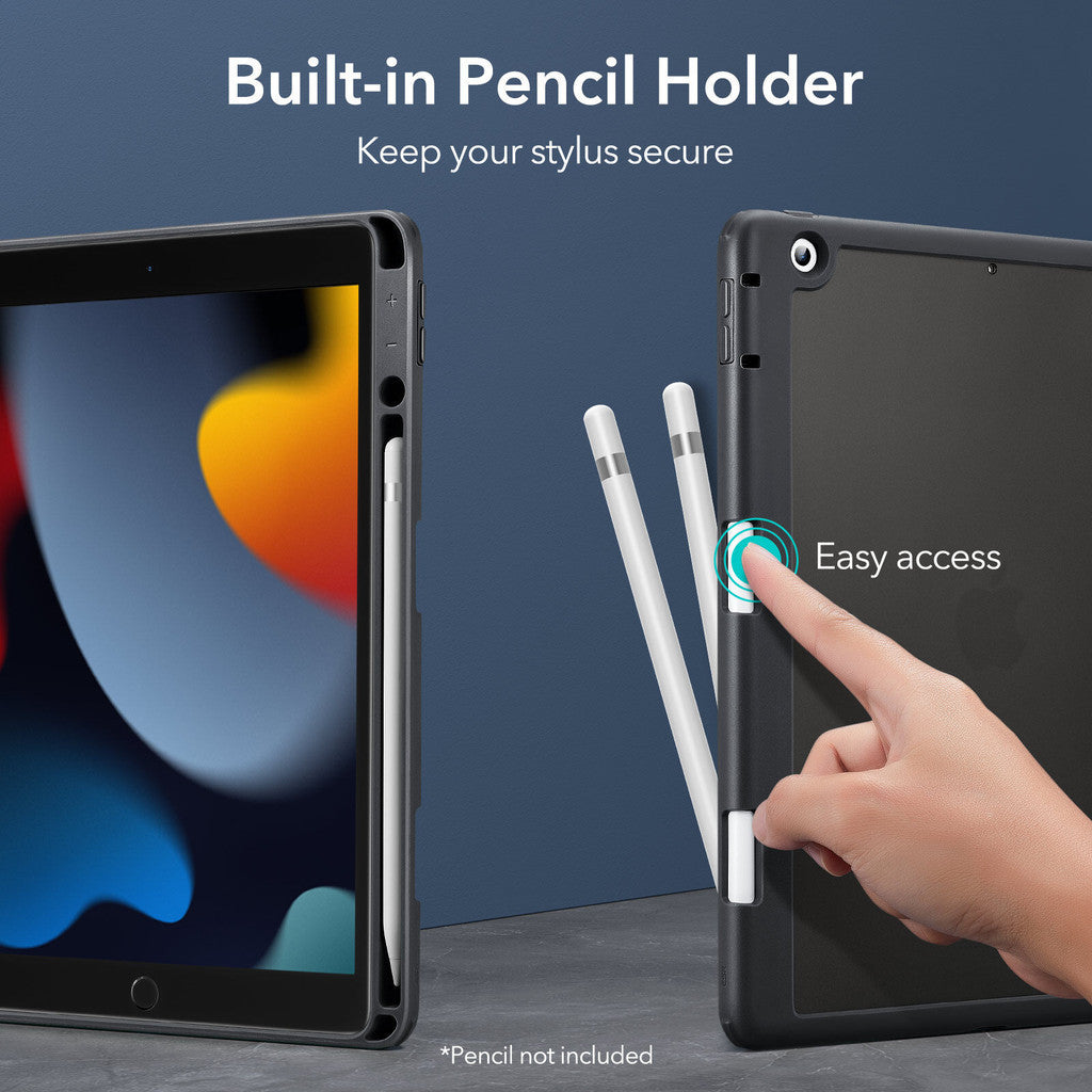 ESR Rebound Hybrid Pro Penutup PU Depan Boleh Tanggal dengan Belakang PC dan Slot Pensel untuk iPad 7/8/9