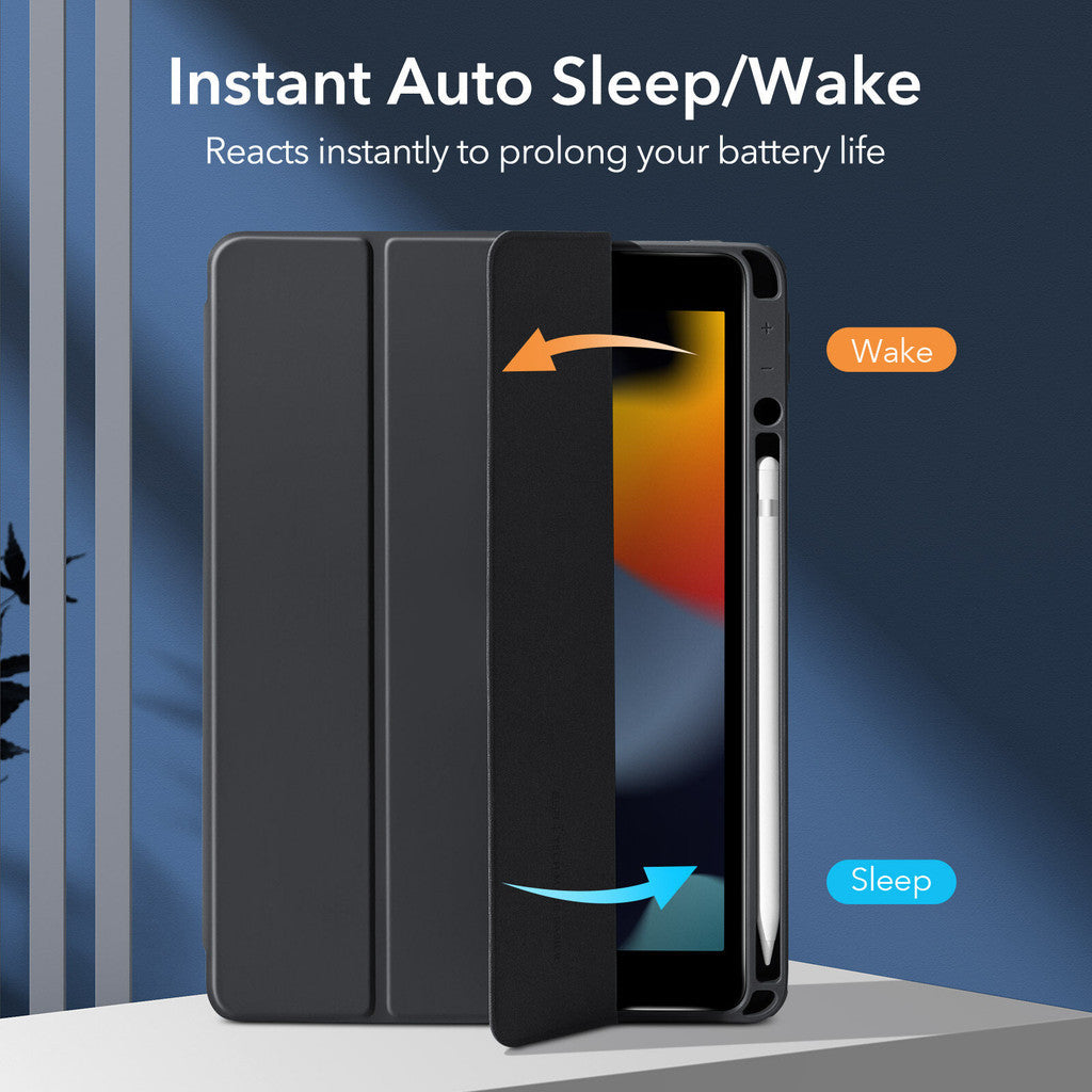 ESR Rebound Hybrid Pro Penutup PU Depan Boleh Tanggal dengan Belakang PC dan Slot Pensel untuk iPad 7/8/9