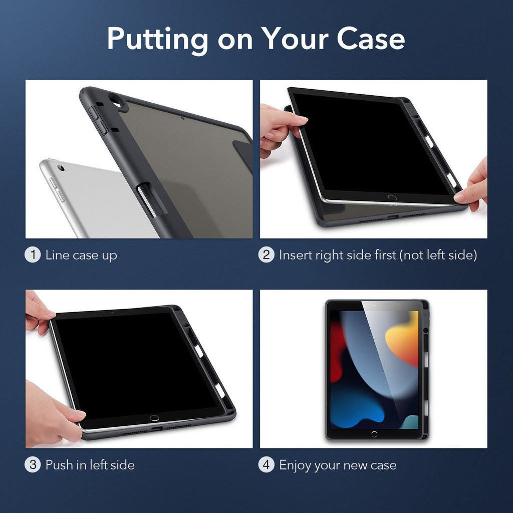 ESR Rebound Hybrid Pro Penutup PU Depan Boleh Tanggal dengan Belakang PC dan Slot Pensel untuk iPad 7/8/9