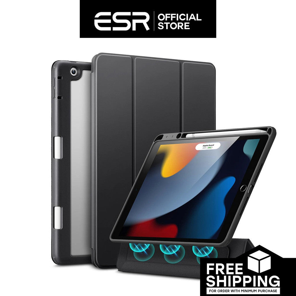 ESR Rebound Hybrid Pro Penutup PU Depan Boleh Tanggal dengan Belakang PC dan Slot Pensel untuk iPad 7/8/9