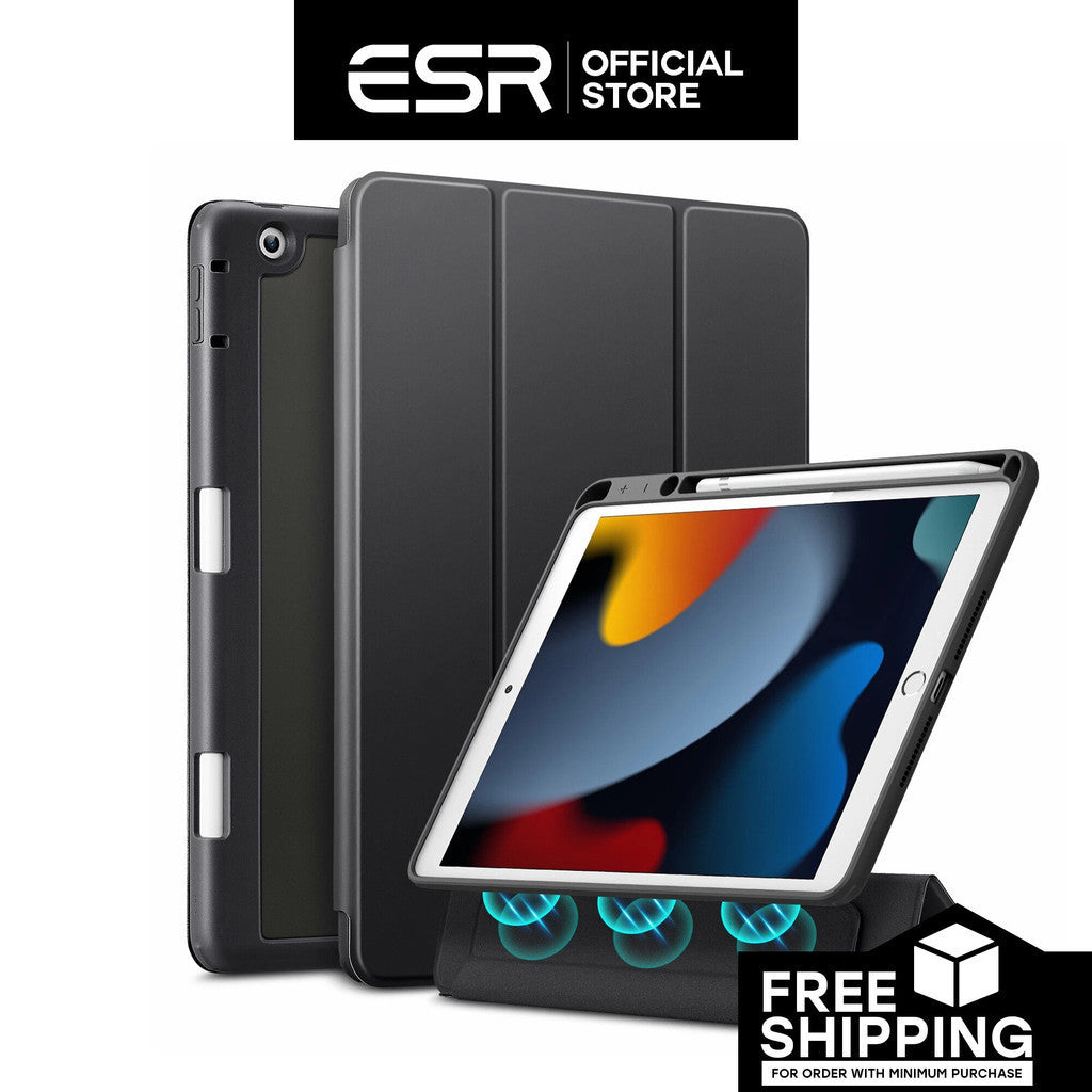 ESR Rebound Hybrid Pro Penutup PU Depan Boleh Tanggal dengan Belakang PC dan Slot Pensel untuk iPad 7/8/9