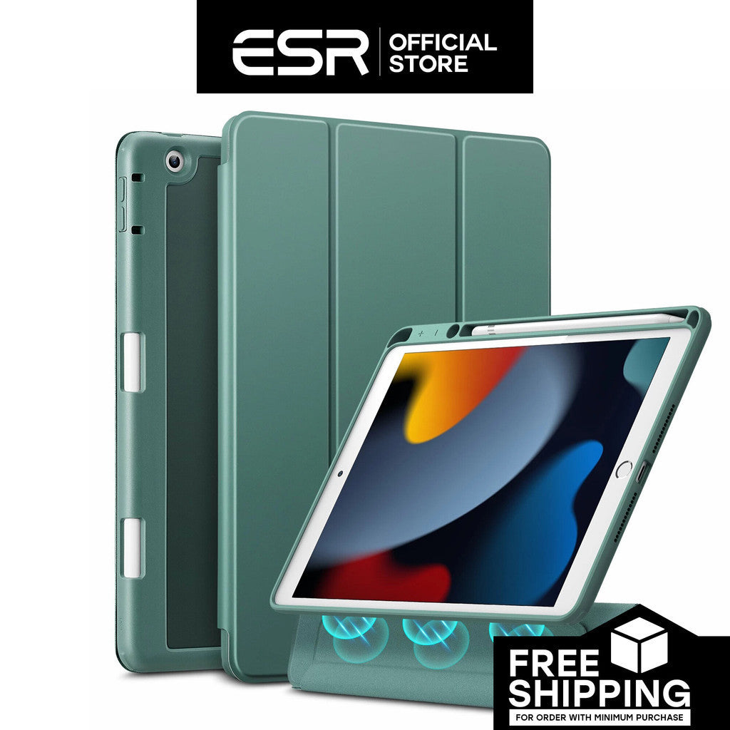 ESR Rebound Hybrid Pro Penutup PU Depan Boleh Tanggal dengan Belakang PC dan Slot Pensel untuk iPad 7/8/9