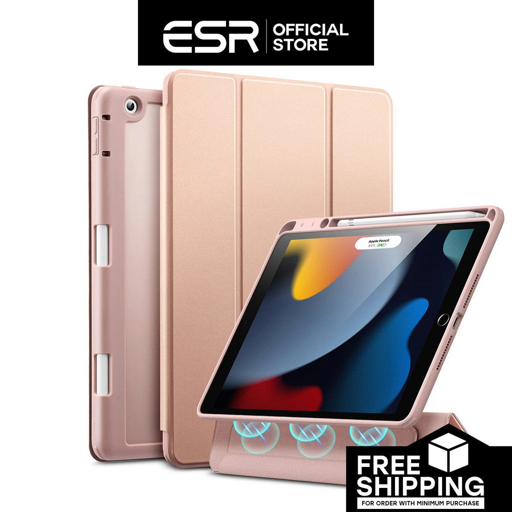 ESR Rebound Hybrid Pro Penutup PU Depan Boleh Tanggal dengan Belakang PC dan Slot Pensel untuk iPad 7/8/9