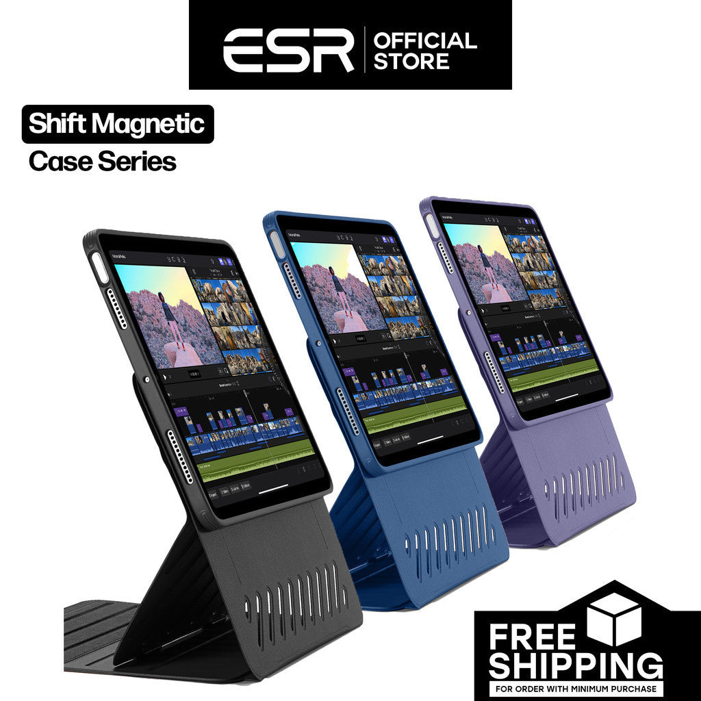 ESR iPad Air / Pro 11 13 (2024) Sarung Magnetik Shift dengan pendirian 9 sudut