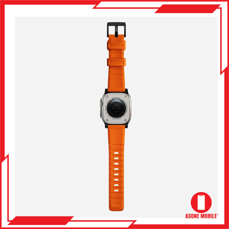 Nomad Rugged Band Apple Watch 49/45/44/42mm (Sereis 9/8/SE/7/6/5/4/3/2) Ultra Jingga | Perkakasan Hitam / Perak