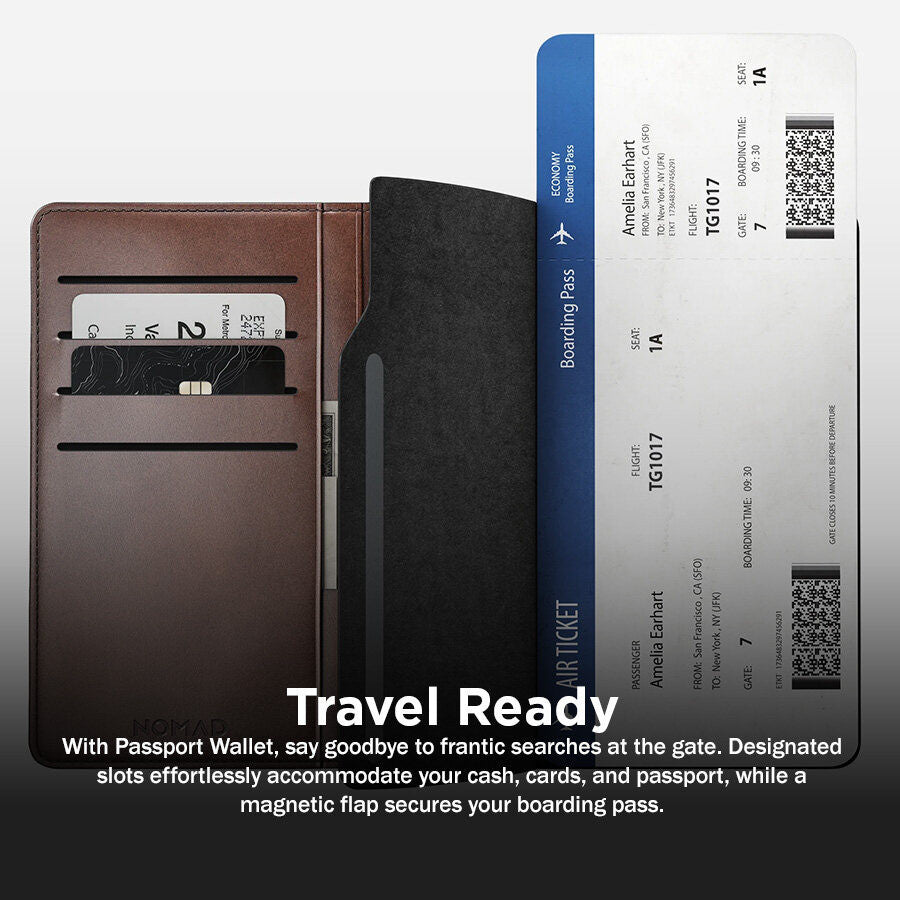 Dompet Pasport Nomad //Warna Coklat Desa //Kulit Horween