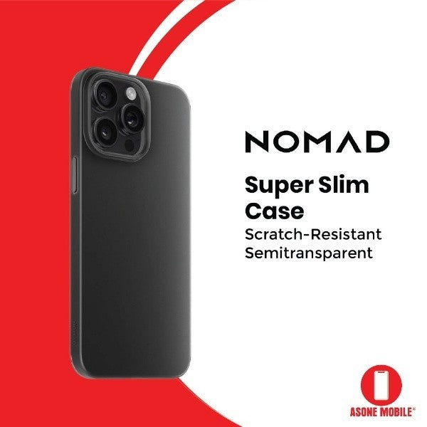 Sarung Super Slim NOMAD untuk iPhone 15 Pro Max, Sarung Pelindung Ekstra Nipis, Tahan Calar, Separuh Lutsinar dan Matt