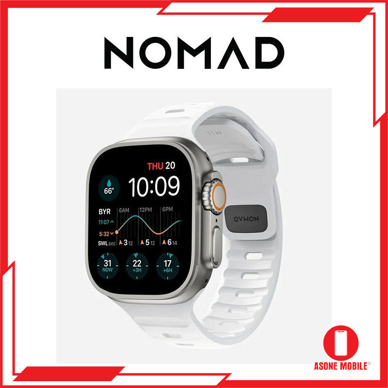 Nomad White Waterproof Sport Band Serasi Untuk Apple Watch Ultra / 9 / 8 & 7 Series / SE 49mm/45mm/44mm/42mm