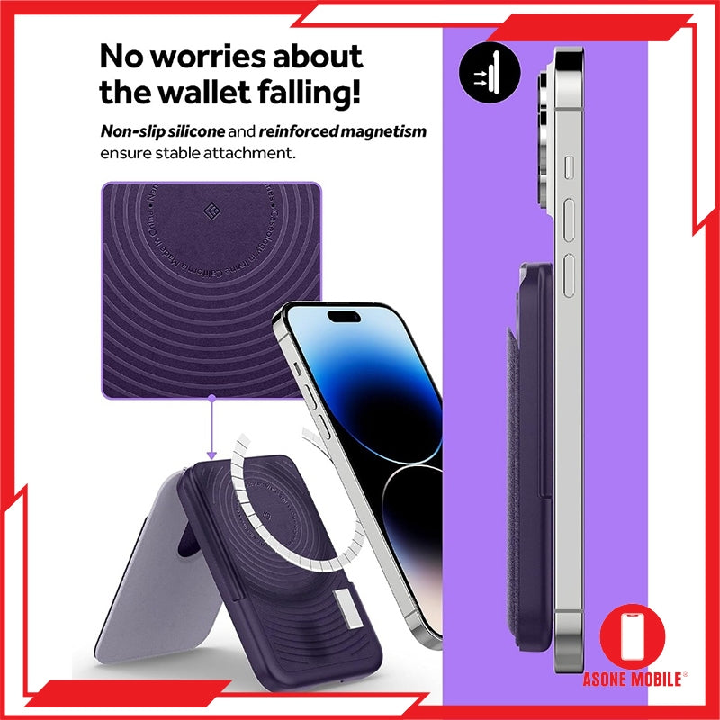 Spigen Caseology Nano Pop Magnetic Wallet Stand Pemegang Kad Magnet Untuk iPhone 15 / iPhone 14 / iPhone 13 / iPhone 12 S