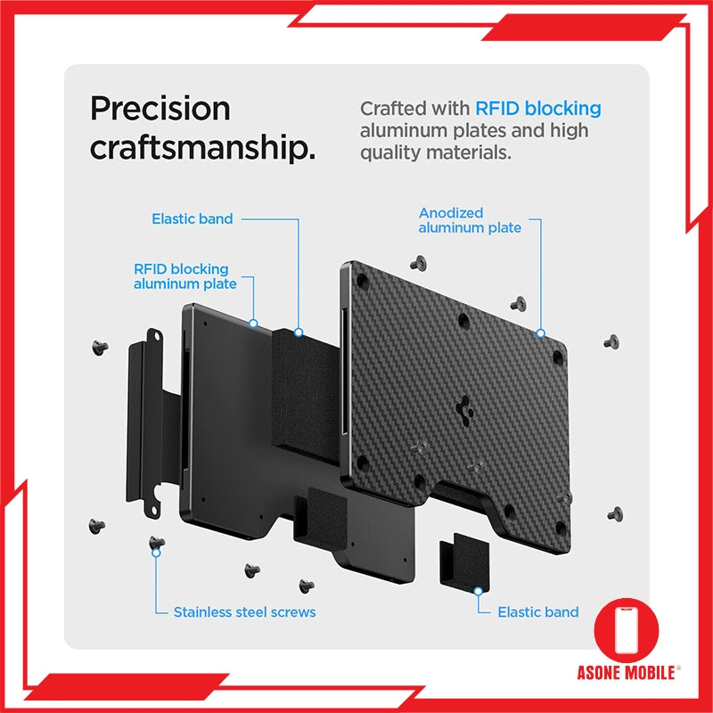 Pemegang Kad Universal Dompet S Spigen dengan Gentian Karbon Klip Wang