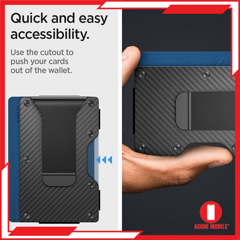 Pemegang Kad Universal Dompet S Spigen dengan Gentian Karbon Klip Wang