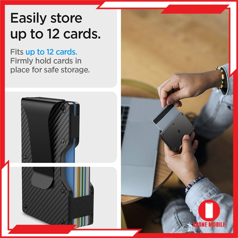 Pemegang Kad Universal Dompet S Spigen dengan Gentian Karbon Klip Wang