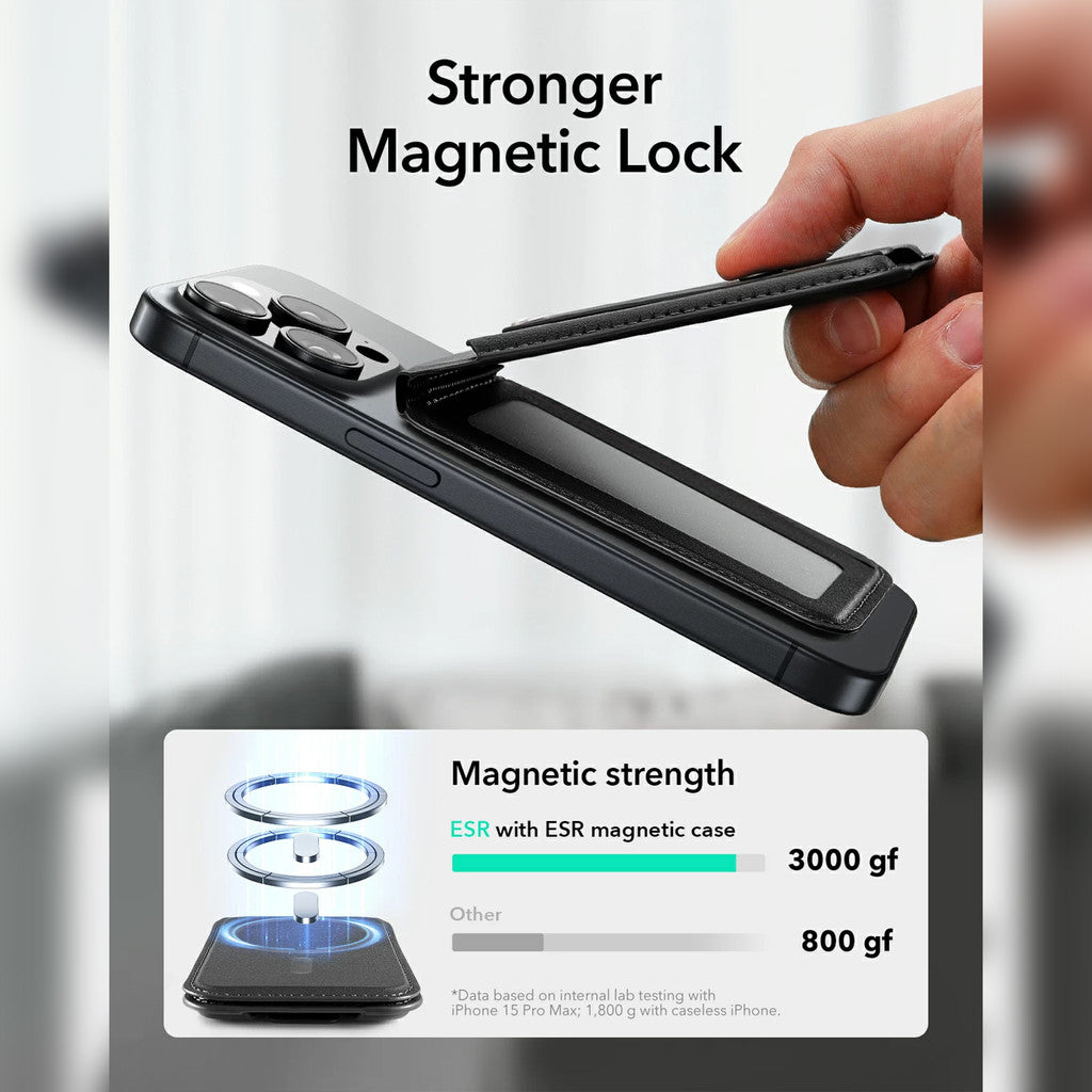 ESR 2K616 Grip Vegan Leather Wallet Serie Kulit Tulen dengan HaloLock Magnetic Core Serasi dengan MagSafe