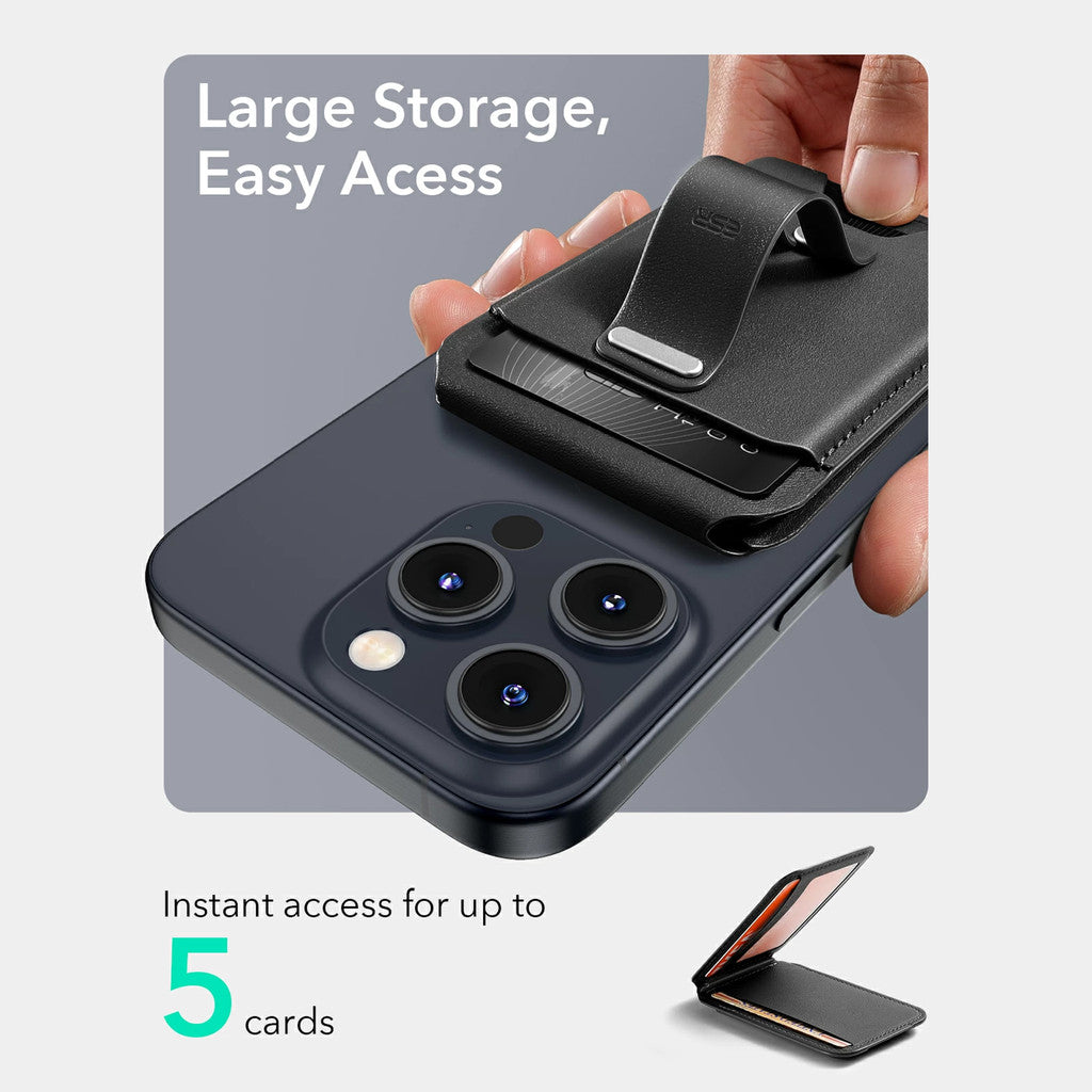 ESR 2K616 Grip Vegan Leather Wallet Serie Kulit Tulen dengan HaloLock Magnetic Core Serasi dengan MagSafe