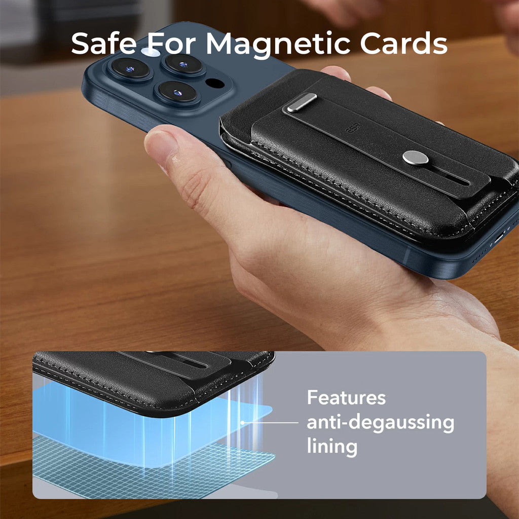 ESR 2K616 Grip Vegan Leather Wallet Serie Kulit Tulen dengan HaloLock Magnetic Core Serasi dengan MagSafe