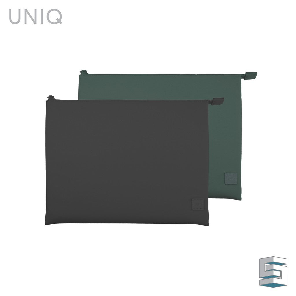 Nilon Pelindung UNIQ Lyon Snug-Fit Untuk Lengan Komputer Riba (Sehingga 14”) - Hitam Tengah Malam/Hijau Hutan