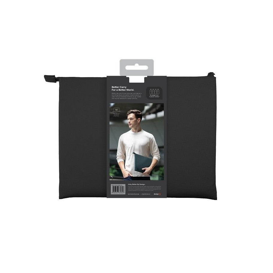 Nilon Pelindung UNIQ Lyon Snug-Fit Untuk Lengan Komputer Riba (Sehingga 14”) - Hitam Tengah Malam/Hijau Hutan