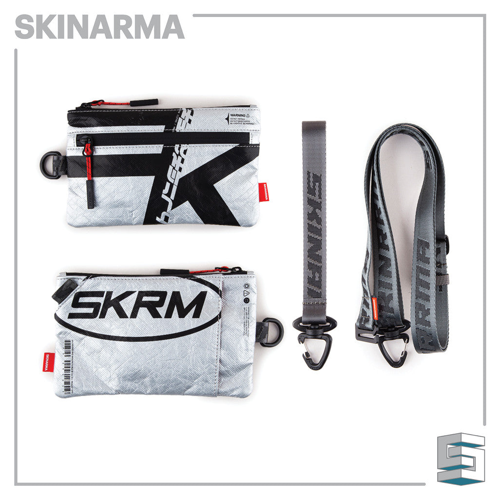 SKINARMA Comet Clutch Bag Pouch dengan Crossbody Strap dan Hand Strap - Hitam/ Perak