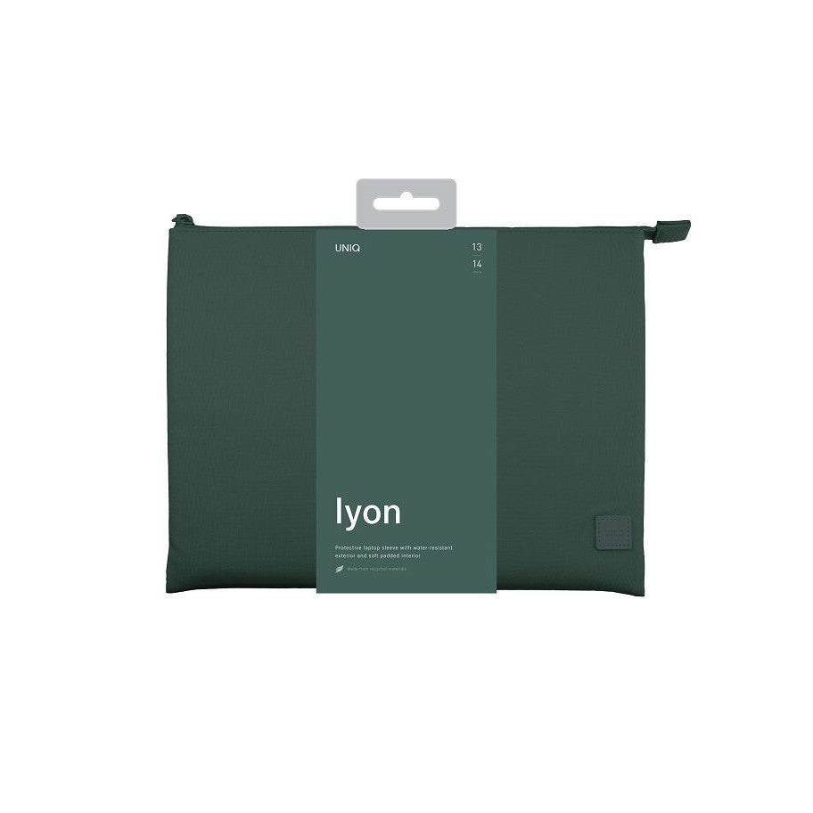 Nilon Pelindung UNIQ Lyon Snug-Fit Untuk Lengan Komputer Riba (Sehingga 14”) - Hitam Tengah Malam/Hijau Hutan