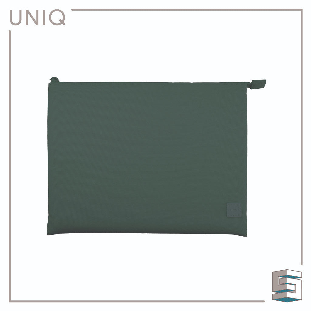 Nilon Pelindung UNIQ Lyon Snug-Fit Untuk Lengan Komputer Riba (Sehingga 14”) - Hitam Tengah Malam/Hijau Hutan