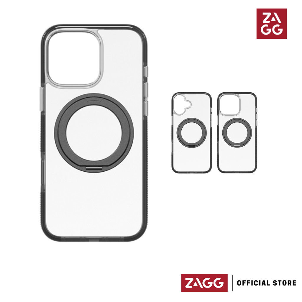 ZAGG Santa Cruz Snap Case untuk iPhone 16 Series dengan 360 Rotate Stand - Hitam