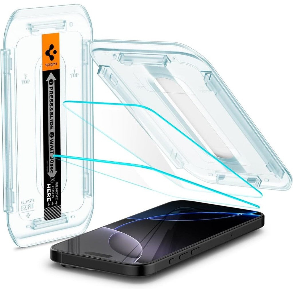 SPIGEN Glas.tR EZ Fit Privacy (2 Pack) Pelindung Skrin untuk iPhone 16 Pro dengan Kit Pemasangan