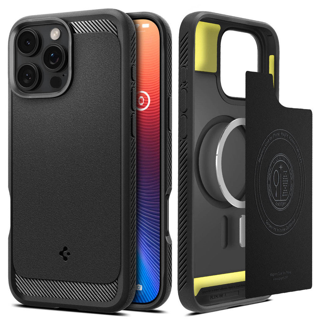 SPIGEN Rugged Armor MagFit Case untuk iPhone 16 Pro Max - Hitam Matte