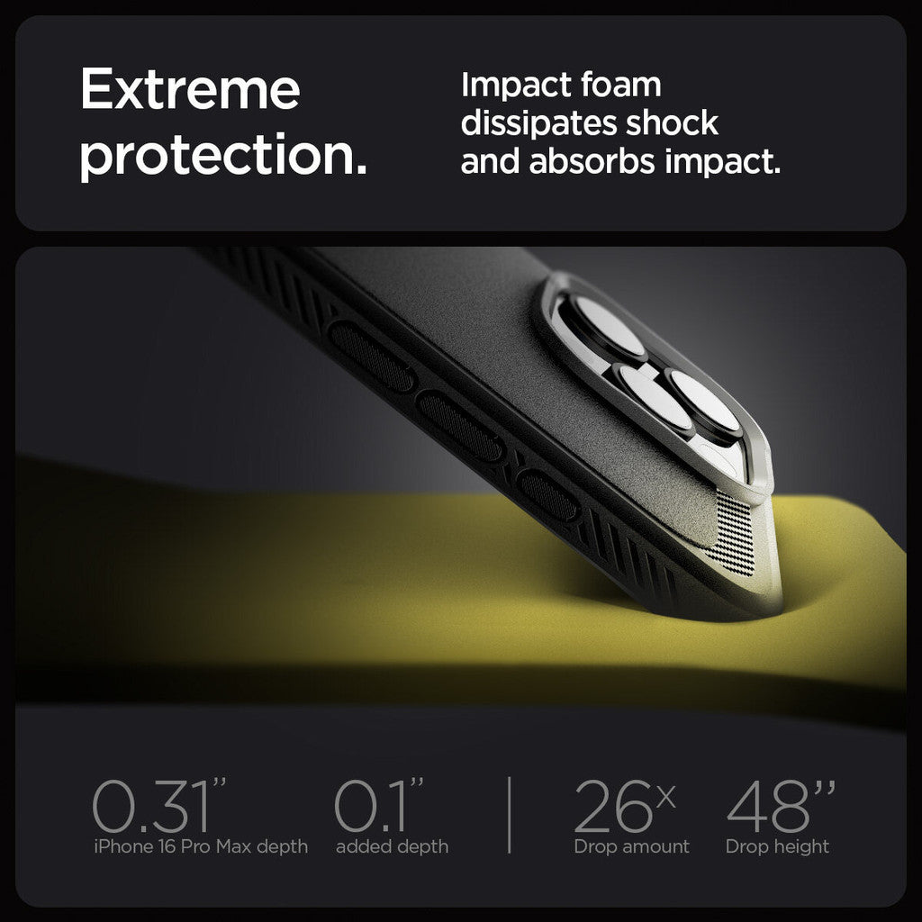 SPIGEN Rugged Armor MagFit Case untuk iPhone 16 Pro Max - Hitam Matte
