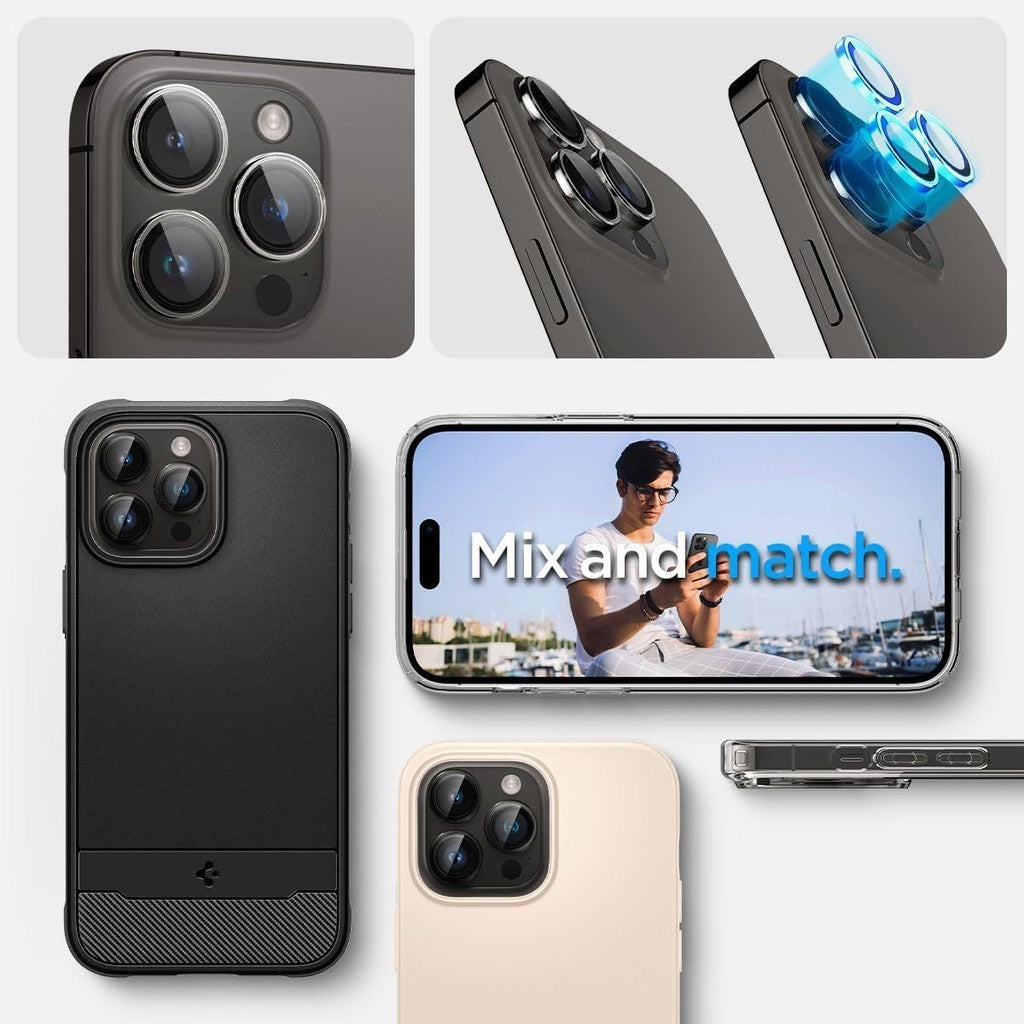 Pelindung Lensa Spigen EZ Fit Optik Pro (2 Pek) iPhone 16 Pro Max/15 Pro Max/16 Pro/15 Pro/14 Pro - Jelas