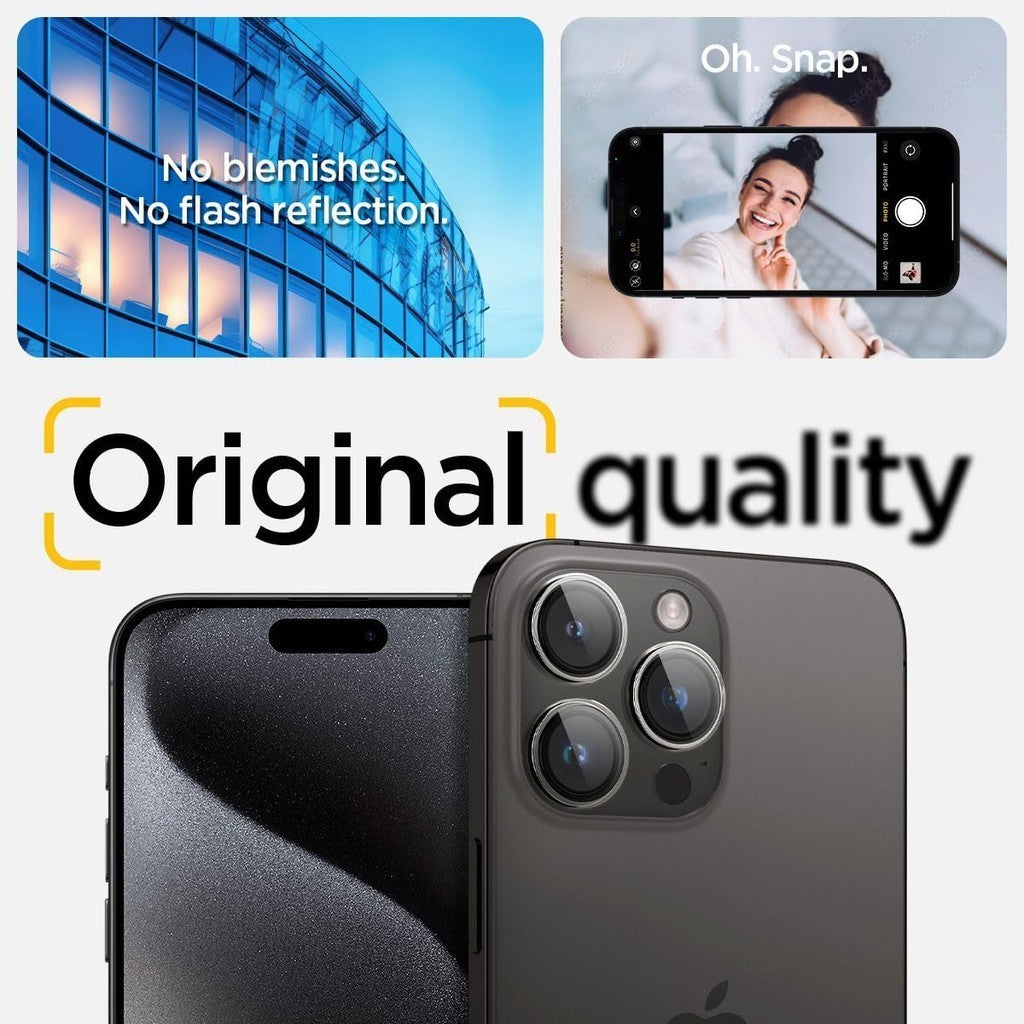 Pelindung Lensa Spigen EZ Fit Optik Pro (2 Pek) iPhone 16 Pro Max/15 Pro Max/16 Pro/15 Pro/14 Pro - Jelas