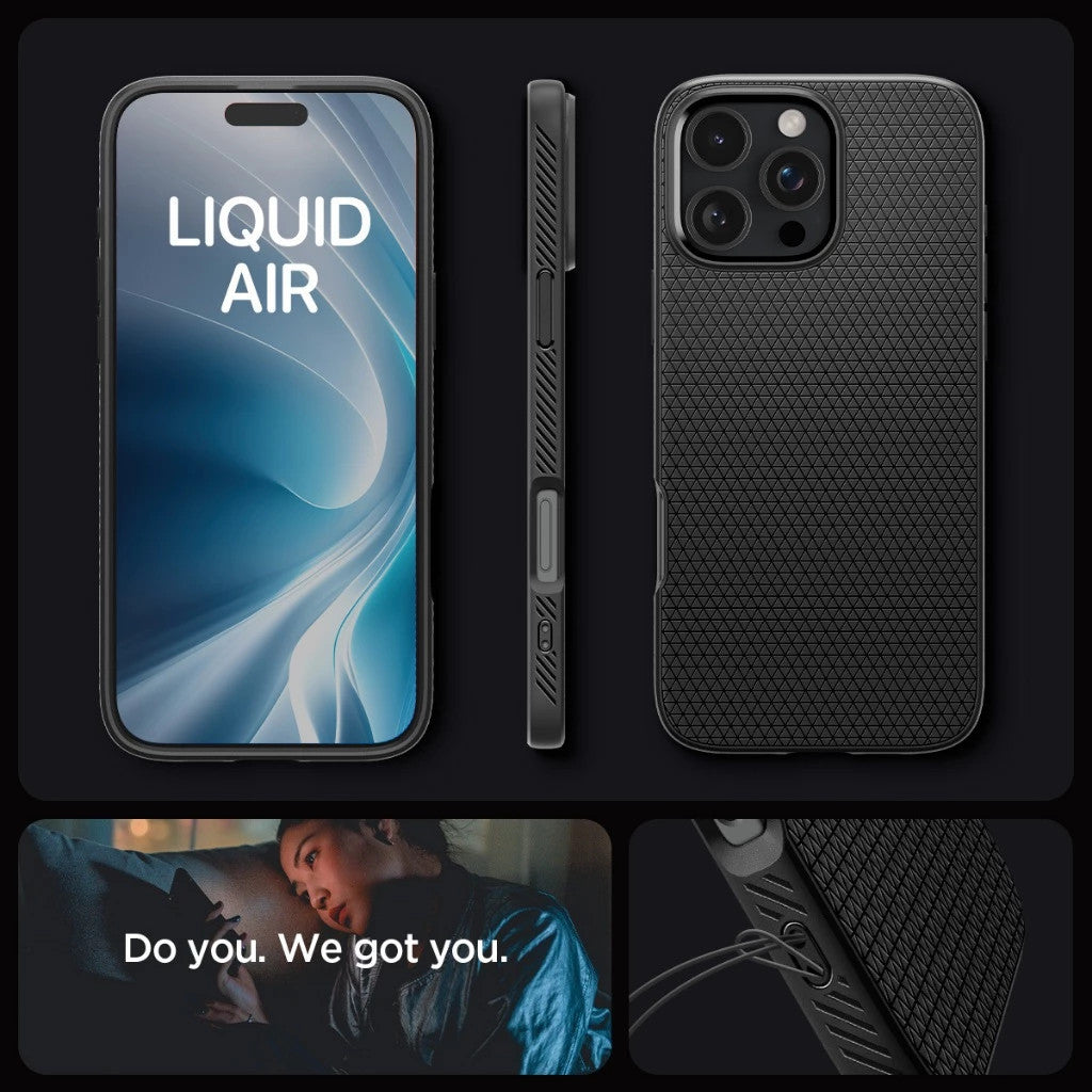Spigen Liquid Air Case iPhone 16 / Pro / Pro Max / Plus Perlindungan Penurunan Gred Tentera Slim Fleksibel Tahan Lama