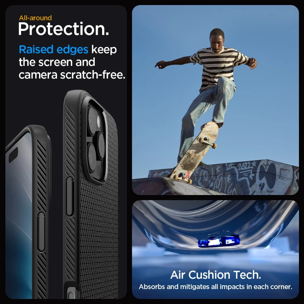 Spigen Liquid Air Case iPhone 16 / Pro / Pro Max / Plus Perlindungan Penurunan Gred Tentera Slim Fleksibel Tahan Lama