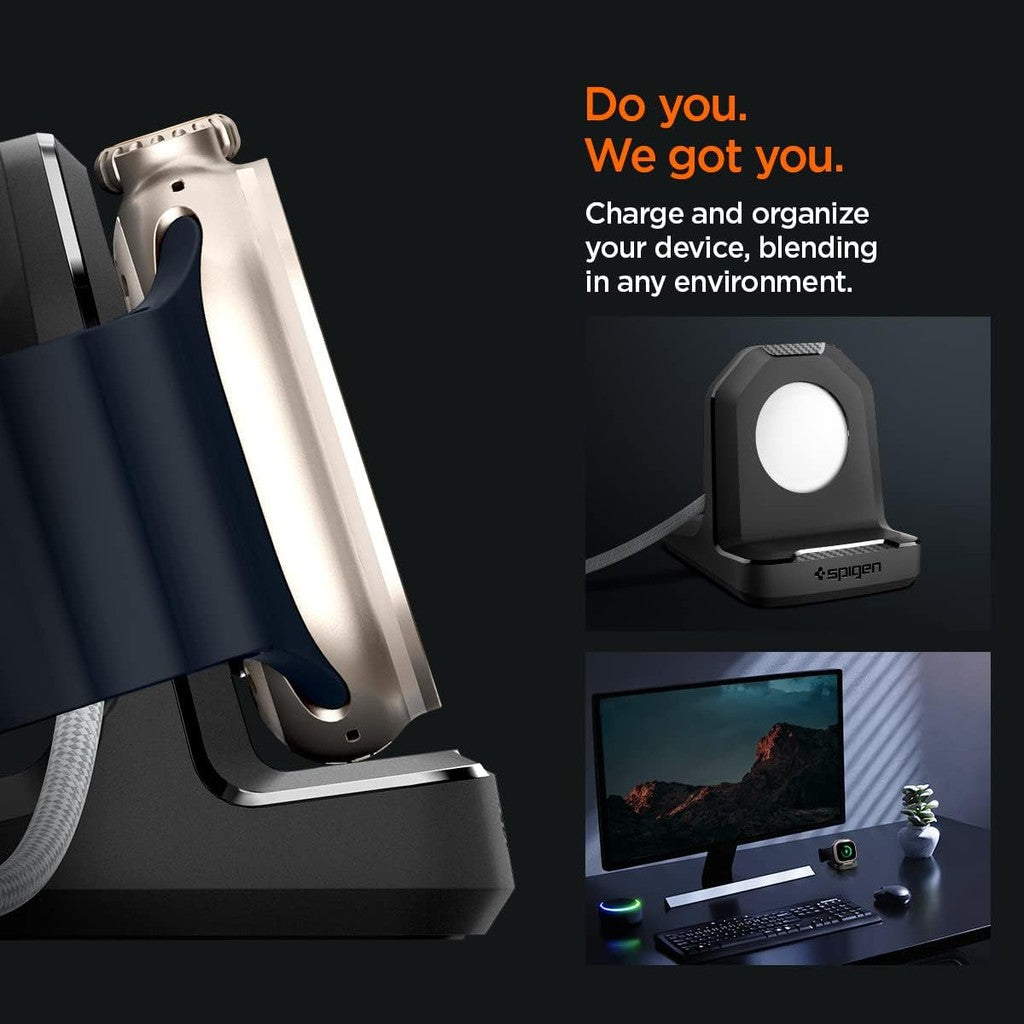 Pendirian Pengecas Perisai Lasak Spigen Apple Watch Ultra 2/Ultra 49mm, Siri 10 46/42mm, 9/8/7 45/41mm, SE/6/5/4 44/40mm