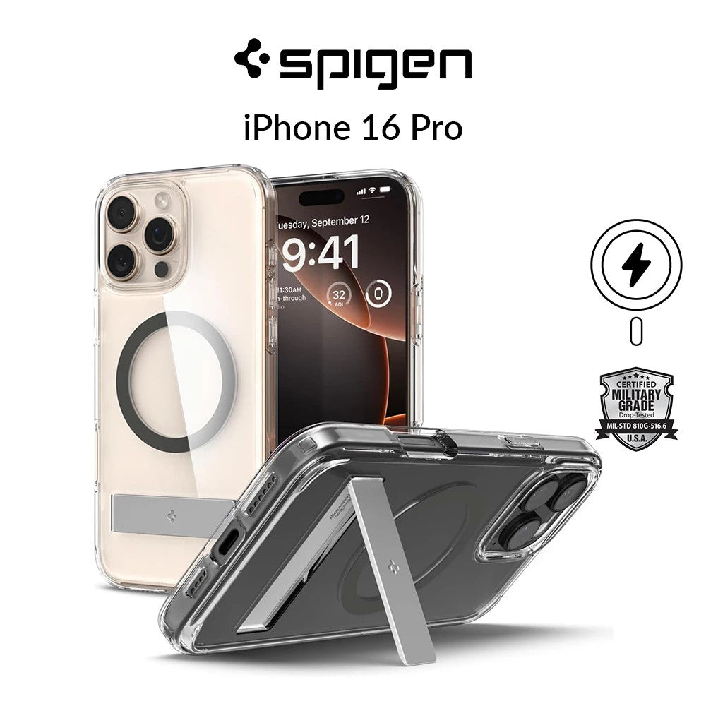 Sarung SPIGEN Ultra Hybrid S MagFit untuk iPhone 16 Series Dual Layer Case KickStand