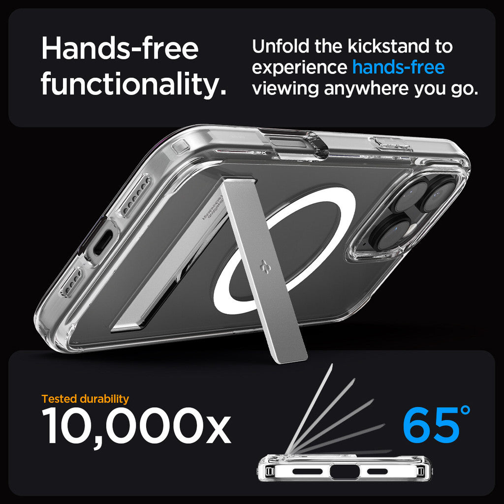 Sarung SPIGEN Ultra Hybrid S MagFit untuk iPhone 16 Series Dual Layer Case KickStand
