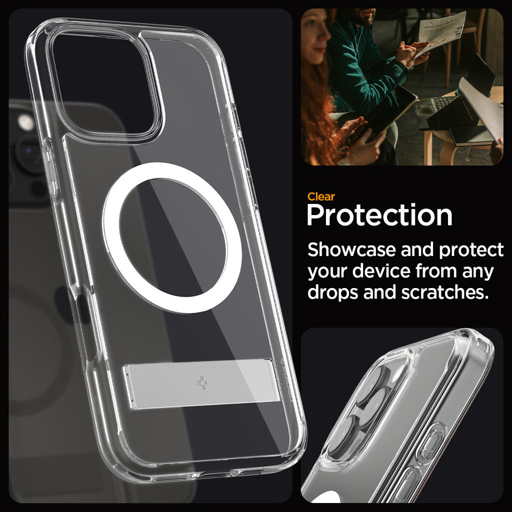 Sarung SPIGEN Ultra Hybrid S MagFit untuk iPhone 16 Series Dual Layer Case KickStand