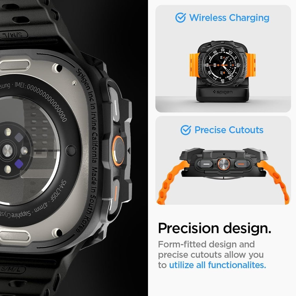 Spigen Rugged Armor Direka untuk Samsung Galaxy Watch Ultra Sarung TPU Tahan Lama untuk Galaxy Watch Ultra 47mm (2024)