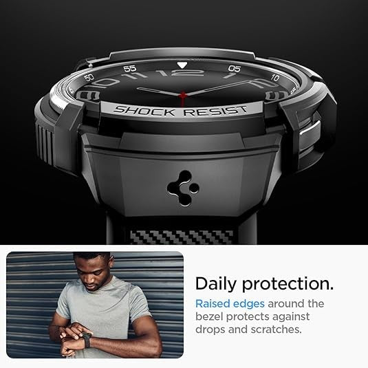 Spigen Rugged Armor Pro Samsung Galaxy Watch 6 Sarung Klasik 47mm dengan Jalur, Sarung Pelindung Jalur Jam Tangan Galaxy Lasak