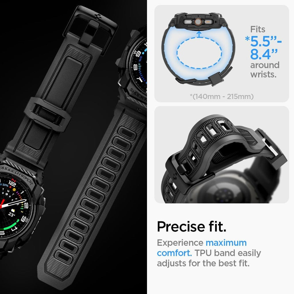 Spigen Rugged Armor Pro Samsung Galaxy Watch Ultra 47mm Sarung dengan Band, Sarung Pelindung (2024) - Hitam Matte