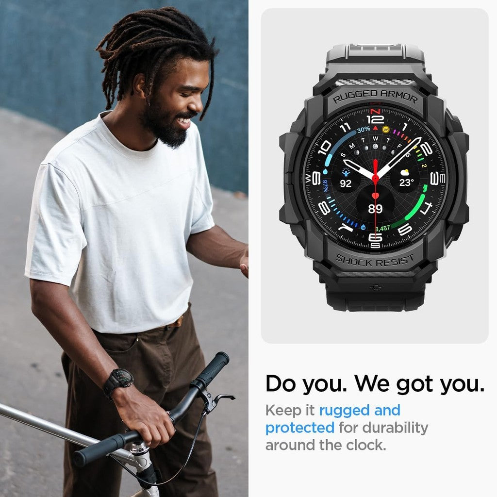Spigen Rugged Armor Pro Samsung Galaxy Watch Ultra 47mm Sarung dengan Band, Sarung Pelindung (2024) - Hitam Matte