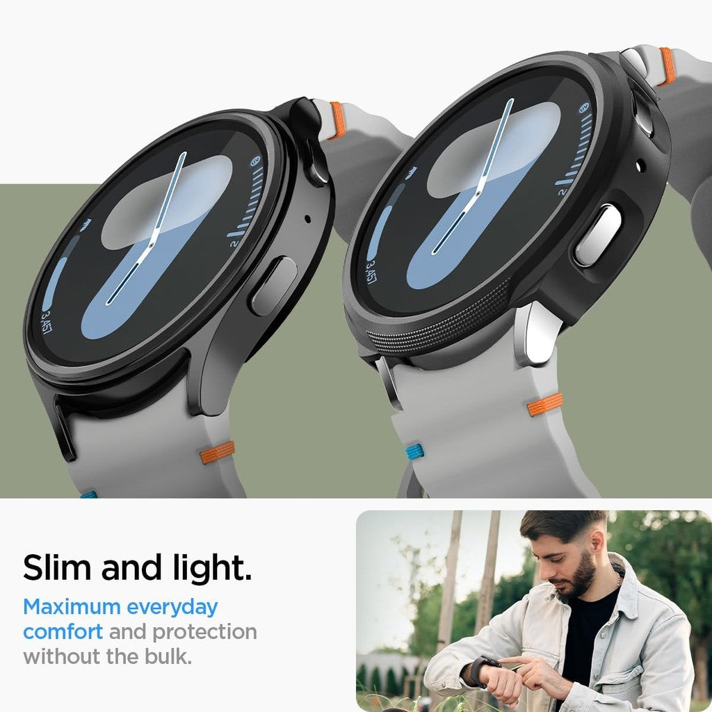 Spigen Liquid Air Direka untuk Samsung Galaxy Watch 7 44mm / 40mm Sarung Fleksibel Sarung TPU Ringan (2024) Matte Black